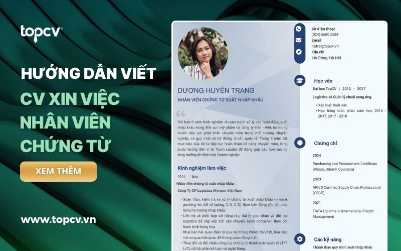 Hướng dẫn viết CV Nhân viên chứng từ xuất nhập khẩu chi tiết