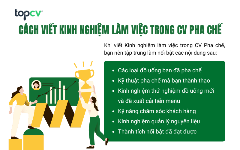 Cách viết Kinh nghiệm làm việc trong CV Nhân viên pha chế
