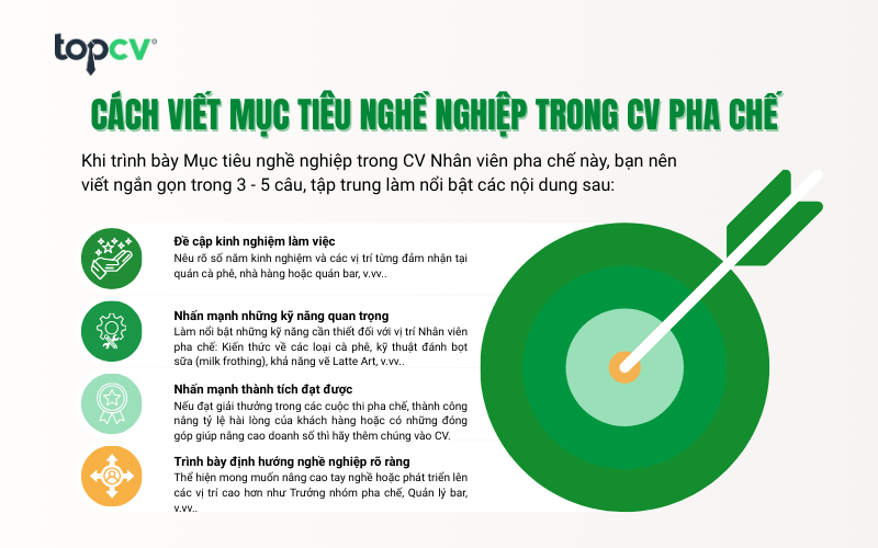 Cách viết Mục tiêu nghề nghiệp trong CV Nhân viên pha chế