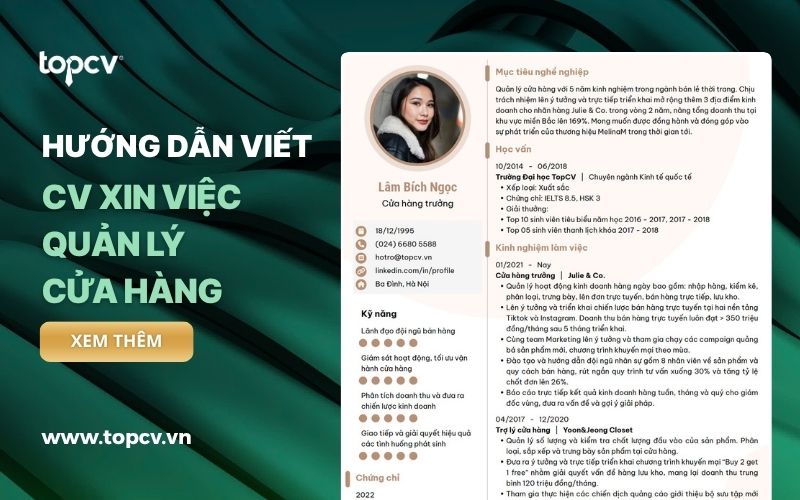 Hướng dẫn cách viết CV Quản lý cửa hàng chuyên nghiệp, ấn tượng