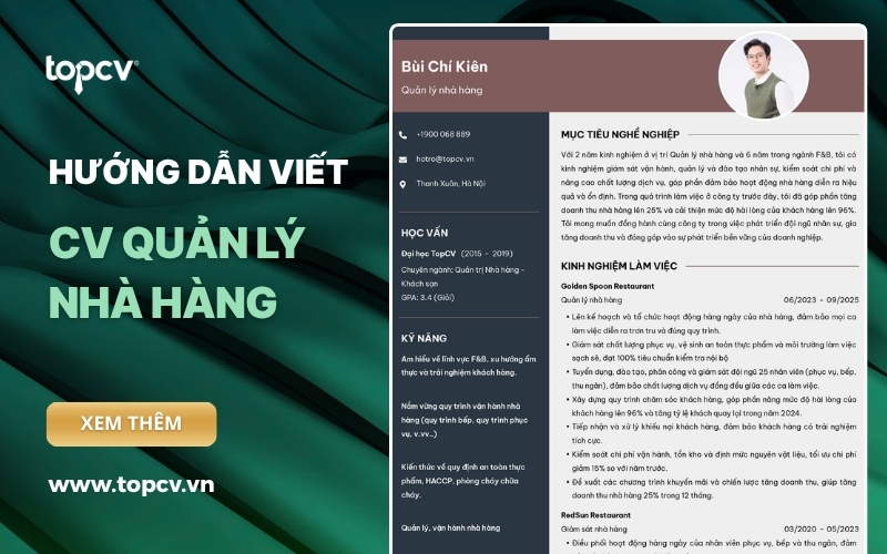 Hướng dẫn viết CV Quản lý nhà hàng chuẩn, chuyên nghiệp