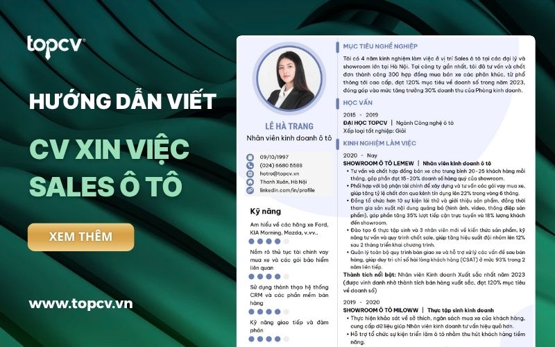 Hướng dẫn cách viết CV Sales ô tô chuẩn và chuyên nghiệp nhất