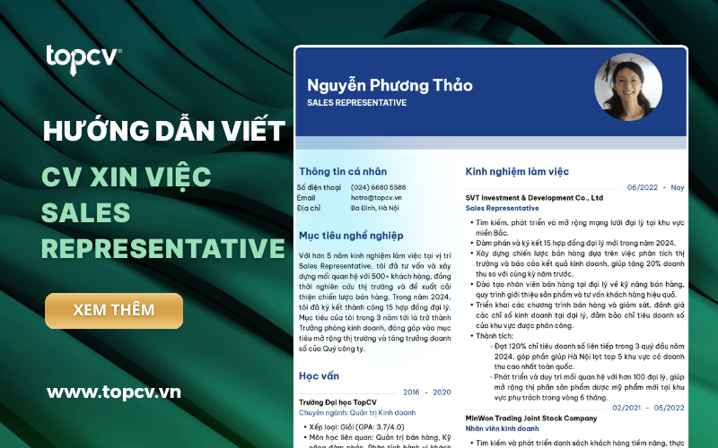 Hướng dẫn viết CV Sales Representative chuyên nghiệp, dễ trúng tuyển