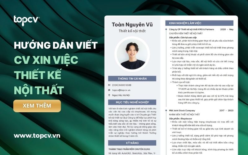 Mẫu và hướng dẫn cách viết CV Thiết kế nội thất đúng chuẩn