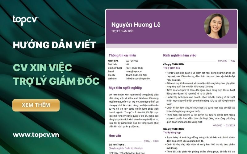 Hướng dẫn viết CV Trợ lý Giám đốc chuẩn, chuyên nghiệp nhất