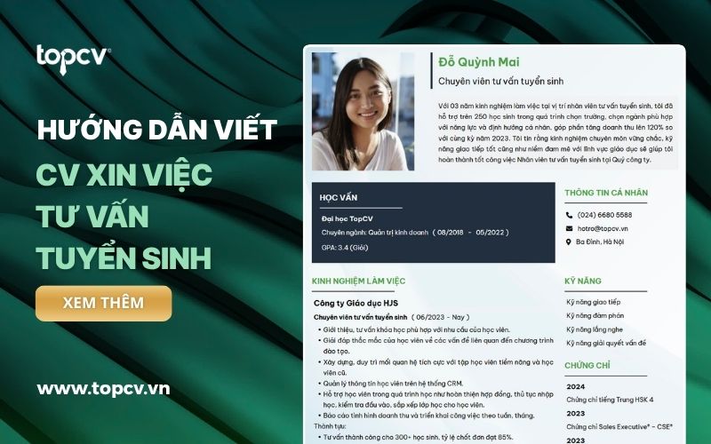 Hướng dẫn cách viết CV Tư vấn tuyển sinh xin việc ấn tượng, hiệu quả