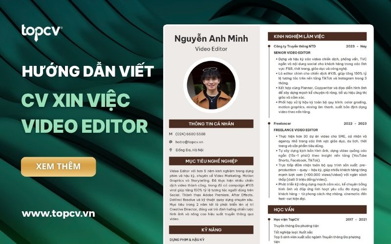 Hướng dẫn cách viết chi tiết CV Video Editor