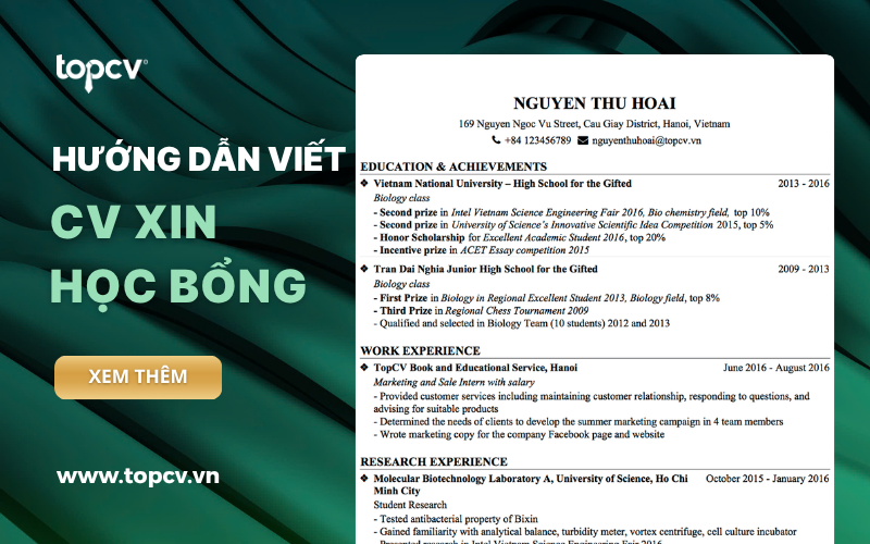 Hướng dẫn viết CV xin Học bổng du học chuẩn