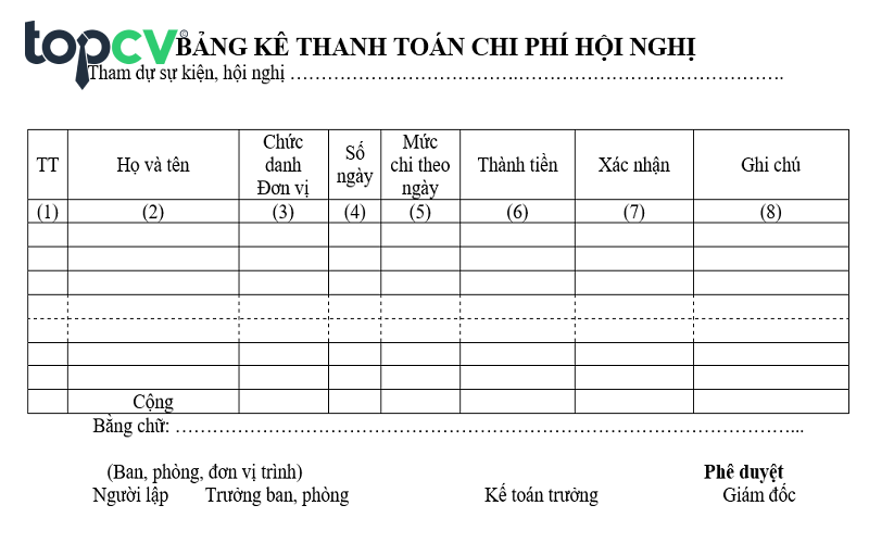 Khi chi tiền hội nghị, kế toán thu chi cần lập danh sách đại biểu đi kèm