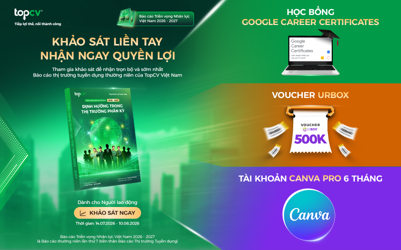 CHIA SẺ NHẬN ĐỊNH, ĐÓN ĐẦU LỢI THẾ: NẮM BẮT XU HƯỚNG THỊ TRƯỜNG KHI NHẬN SỚM NHẤT BÁO CÁO TUYỂN DỤNG ĐỘC QUYỀN TỪ TOPCV VIỆT NAM