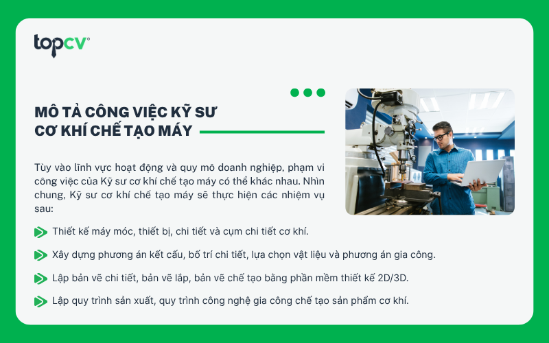 Công việc chính của Kỹ sư cơ khí chế tạo máy