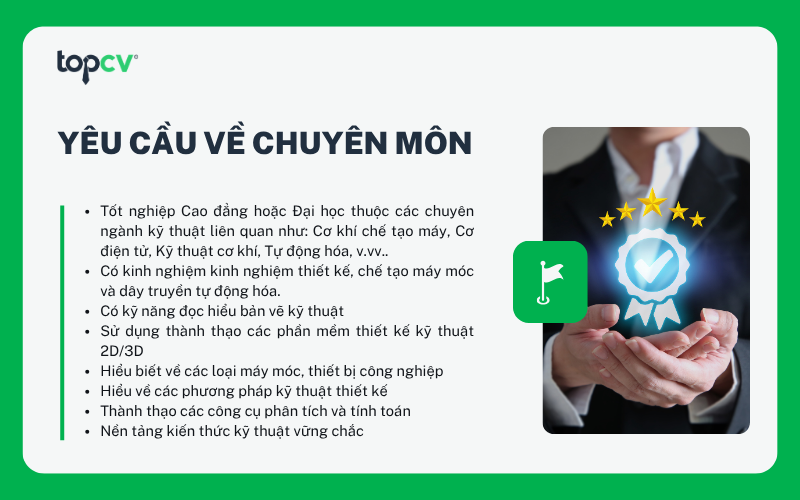 Yêu cầu tuyển dụng của Kỹ sư cơ khí chế tạo máy về năng lực chuyên môn