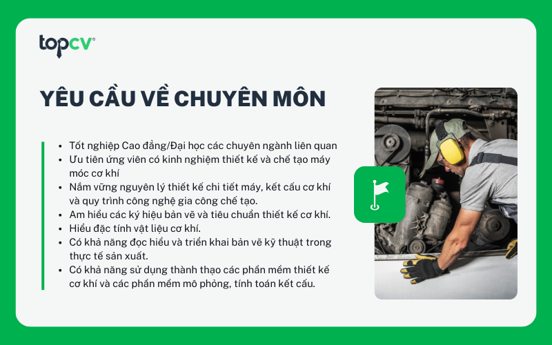 Yêu cầu về chuyên môn đối với Kỹ sư cơ khí