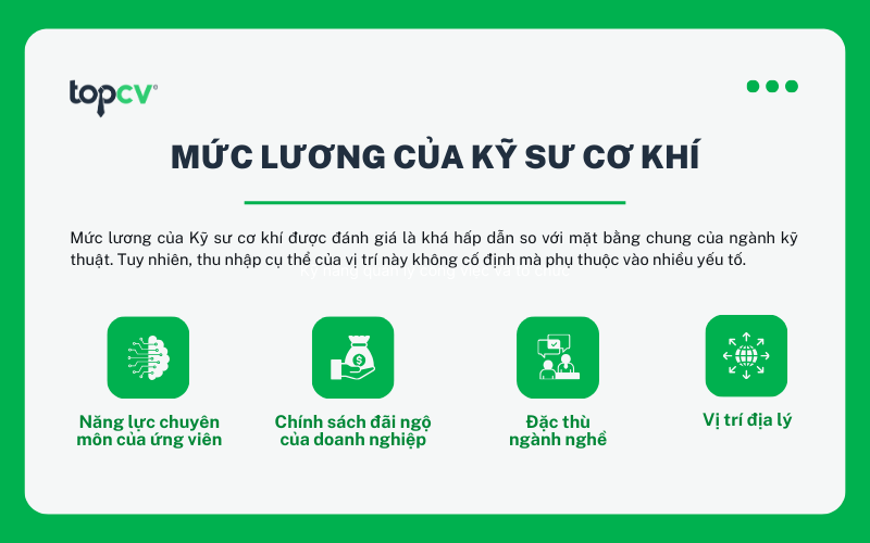 Mức lương của Kỹ sư cơ khí