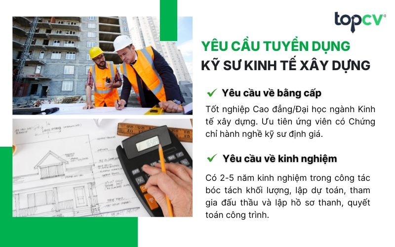 Yêu cầu về bằng cấp, kinh nghiệm đối với Kỹ sư kinh tế xây dựng