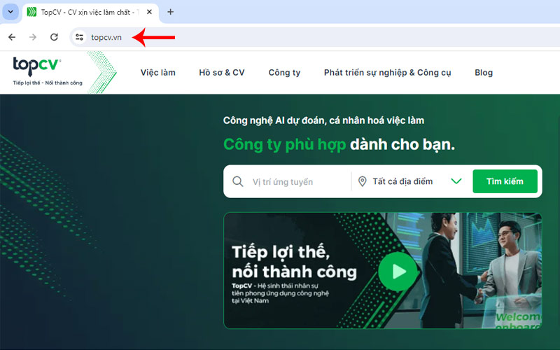 Truy cập vào TopCV.vn
