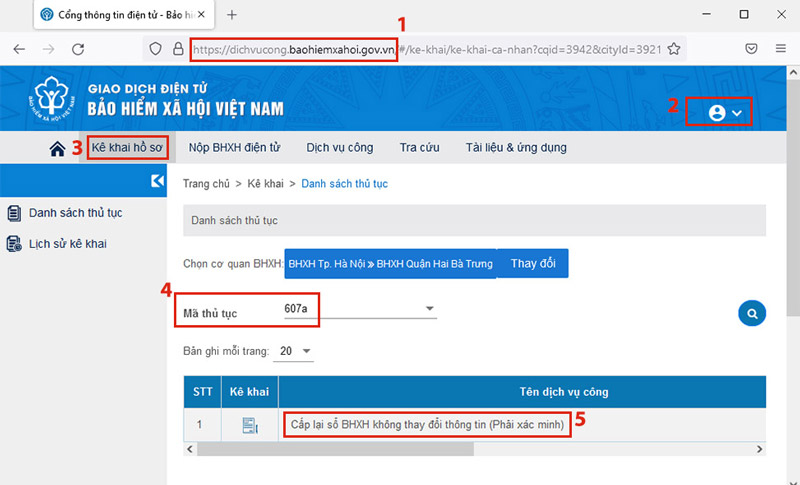 Truy cập vào Cổng Dịch vụ công và thực hiện theo các bước hướng dẫn