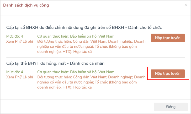 Chọn mục