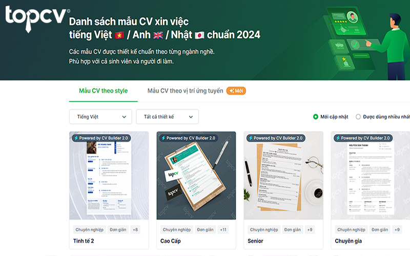 Truy cập TopCV để tạo CV và ứng tuyển nhanh chóng vị trí Product Marketing