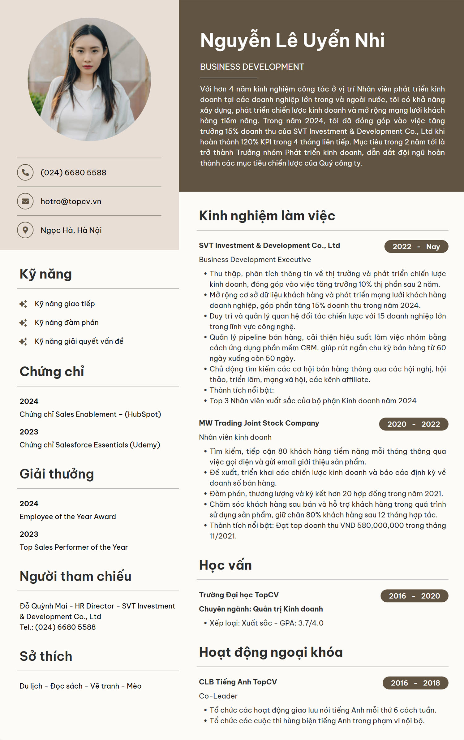 Mẫu CV Business Development
