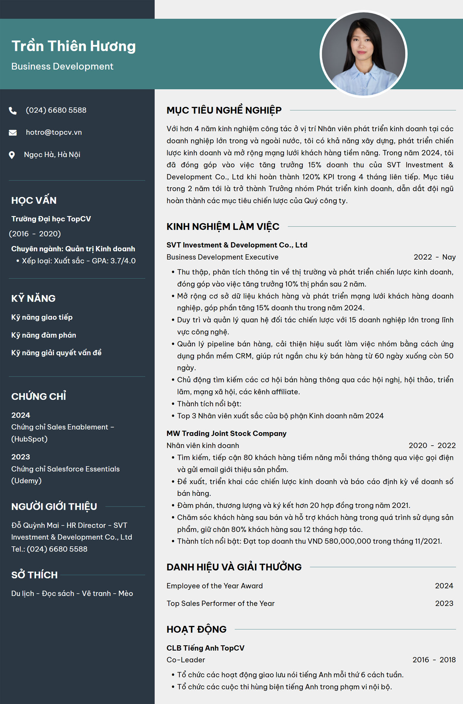 Mẫu CV Business Development