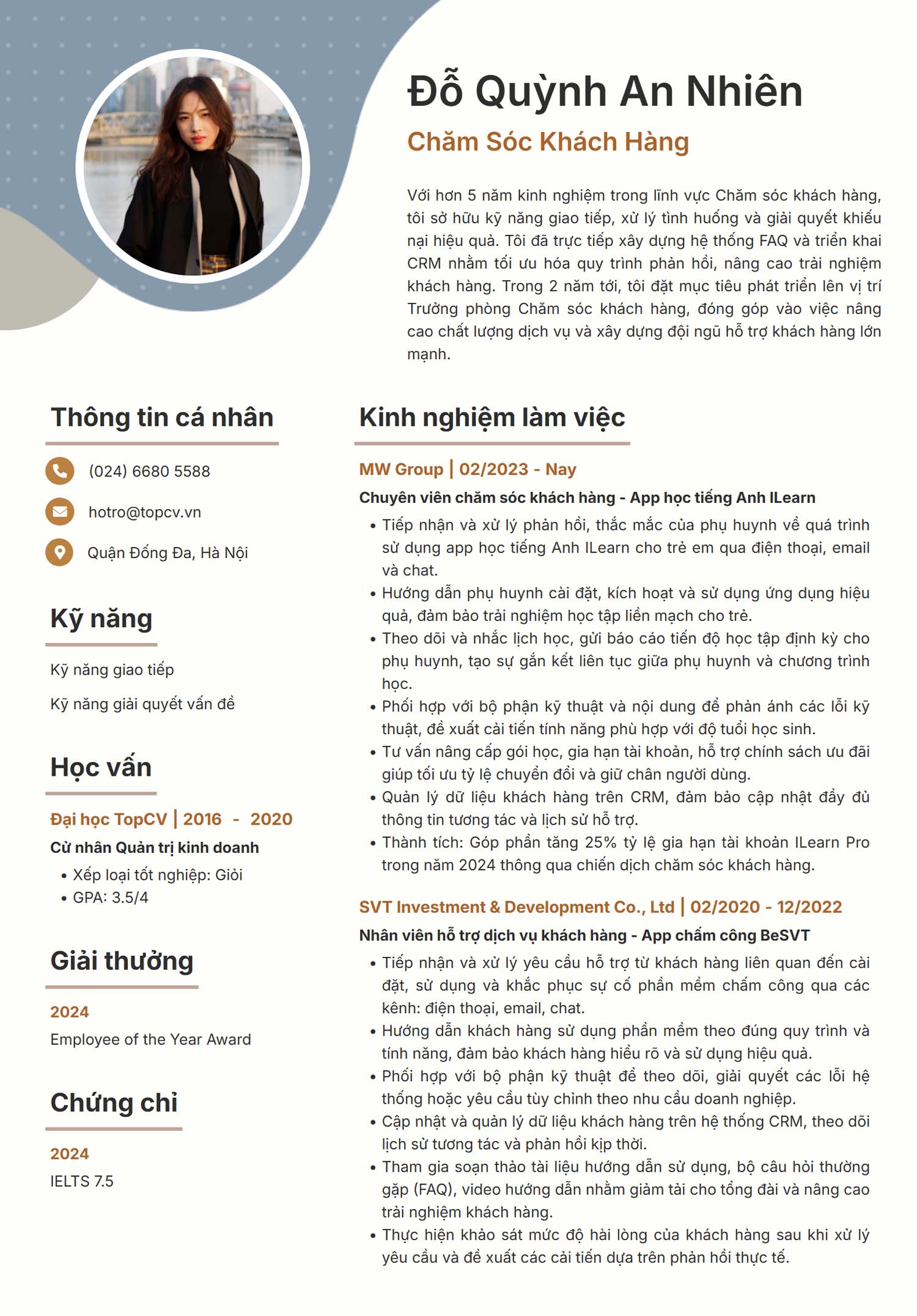 mau cv cham soc khach hang