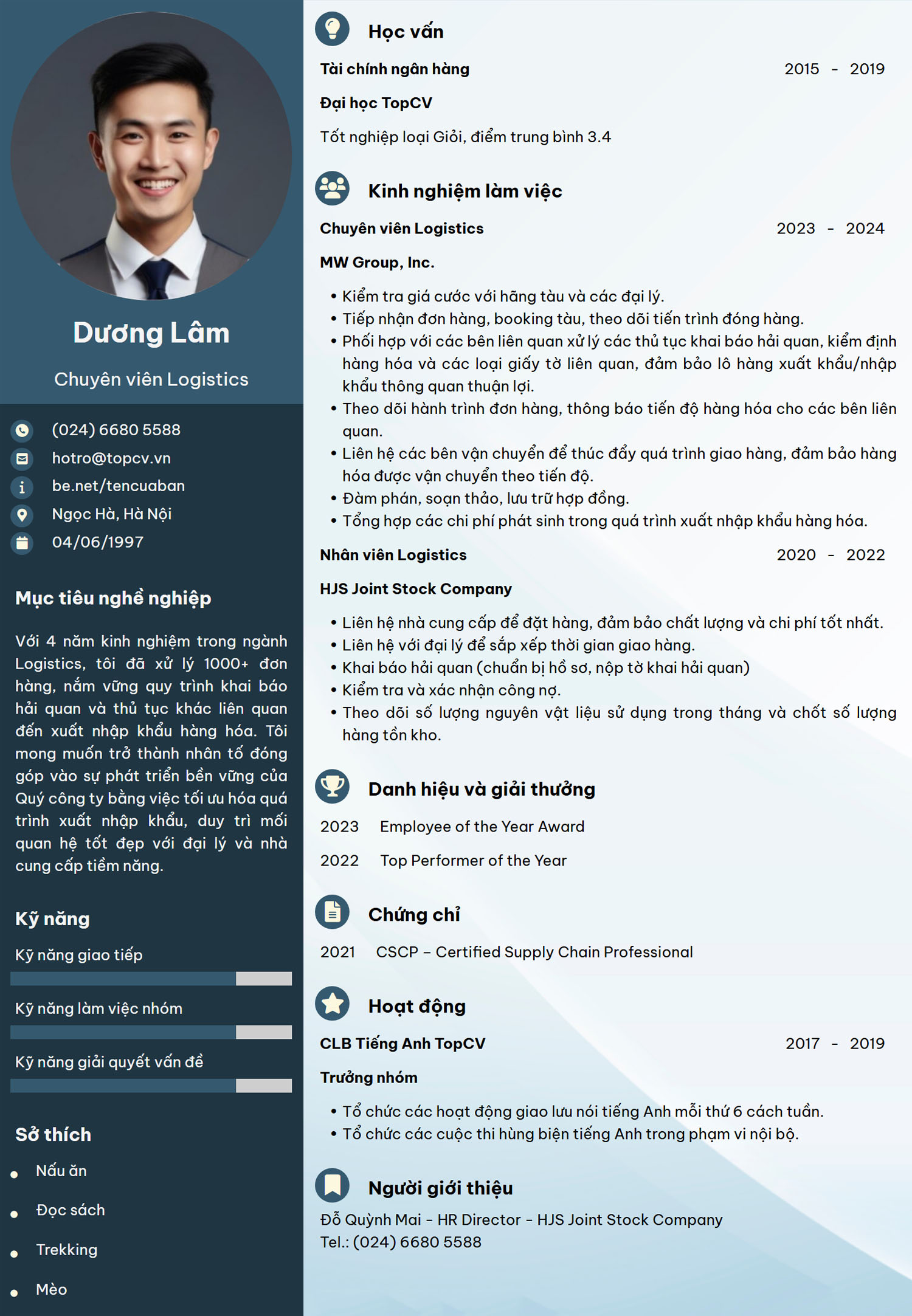 mau cv logistics hien dai