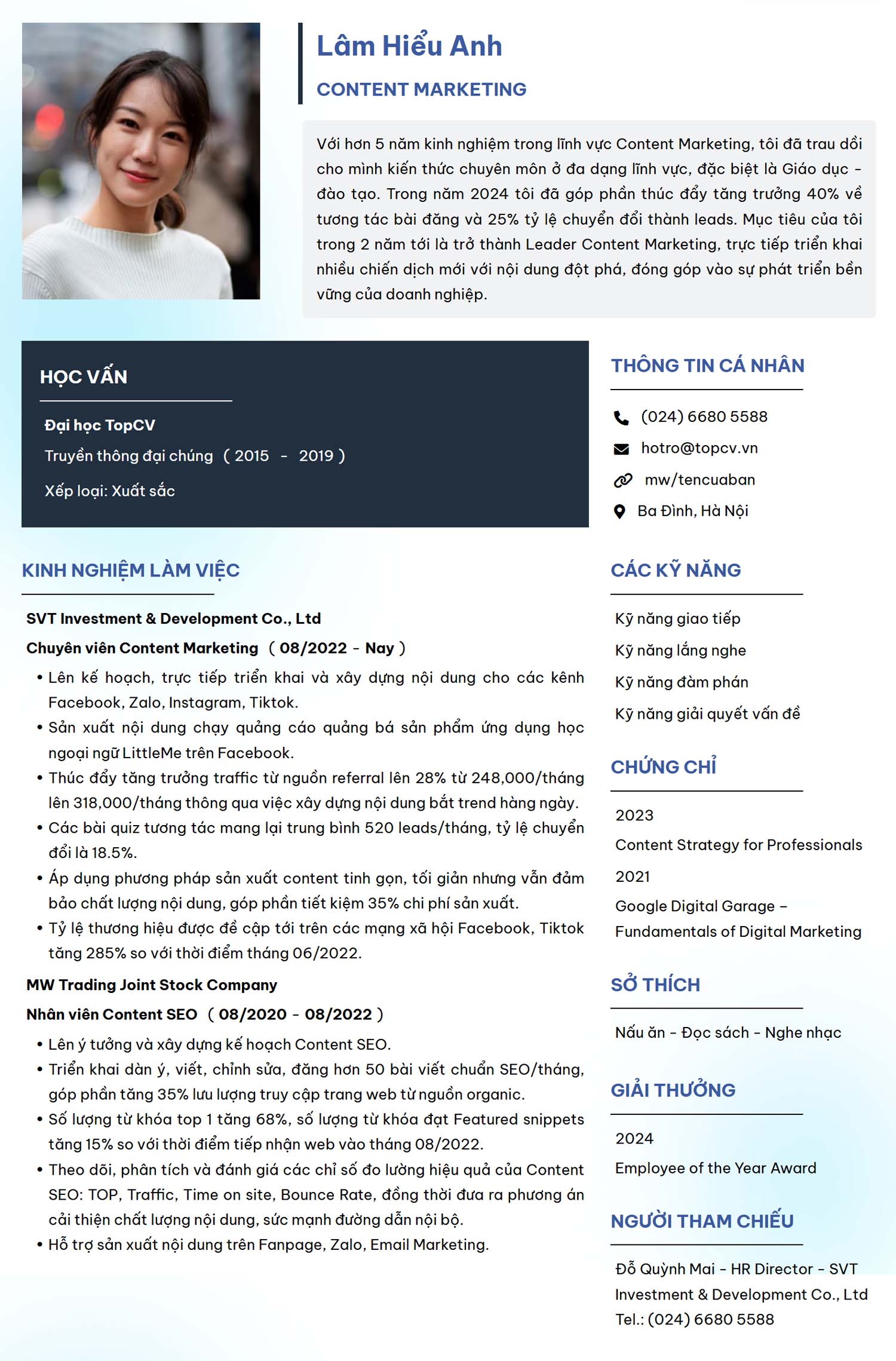 mẫu cv content marketing