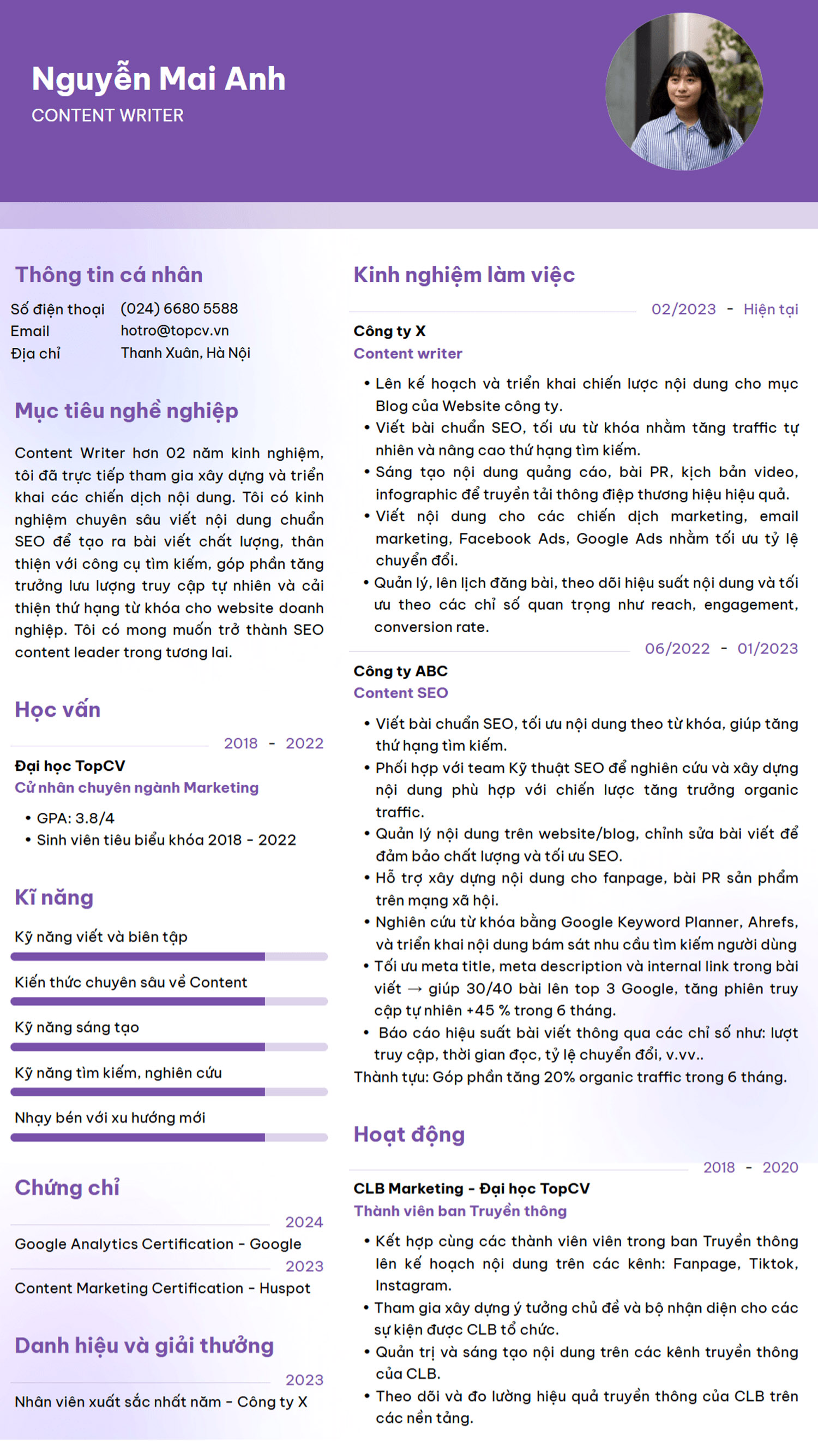 CV Content Writer