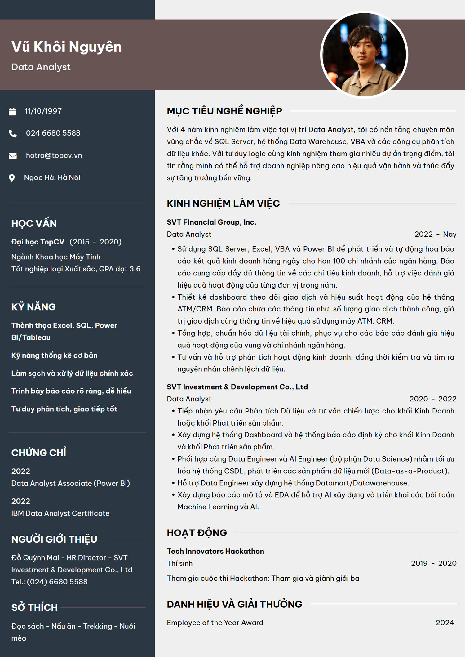Tham khảo mẫu CV Data Analyst