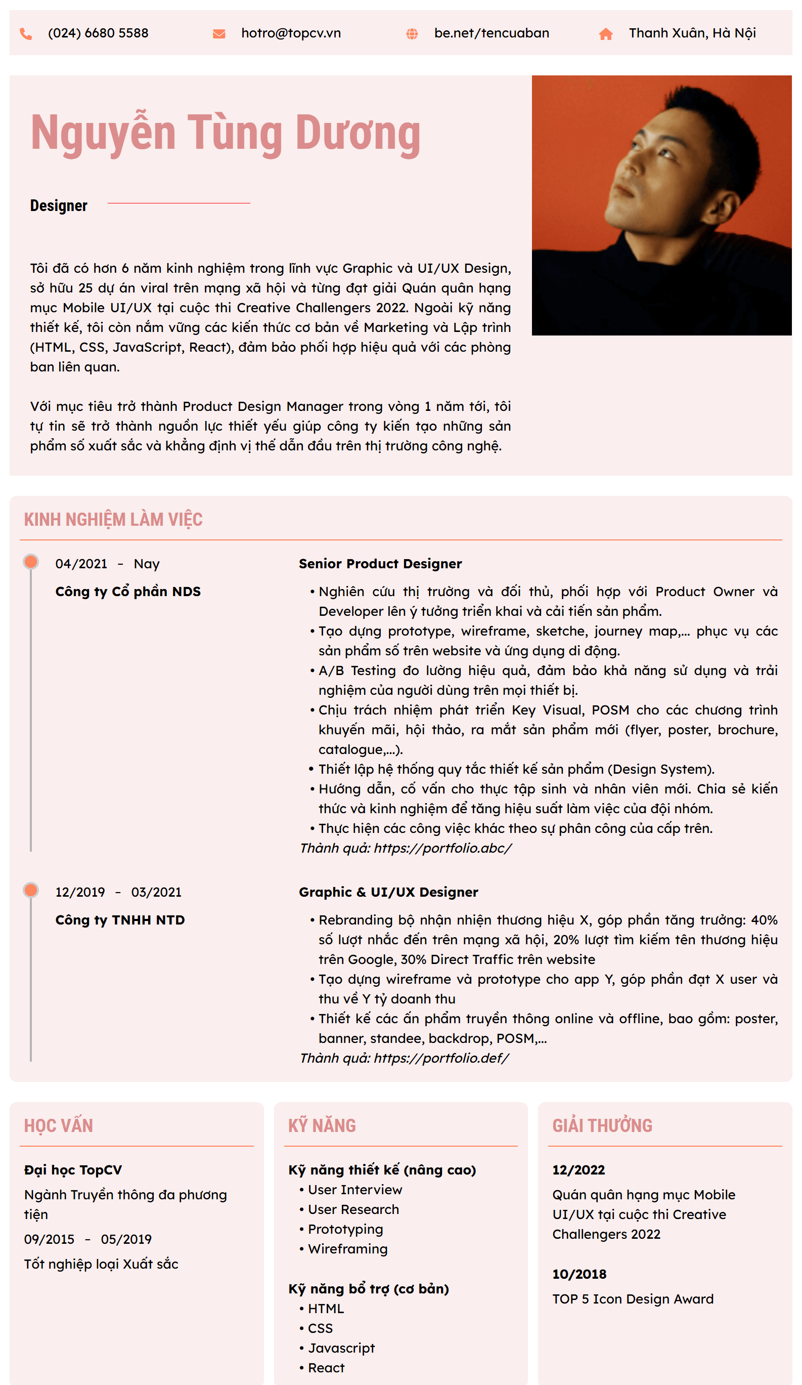 Mẫu CV Designer