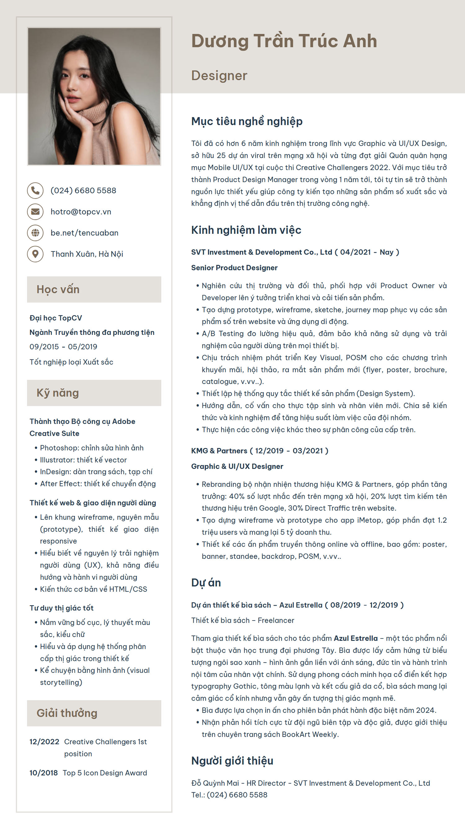 Mẫu CV Designer thanh lịch