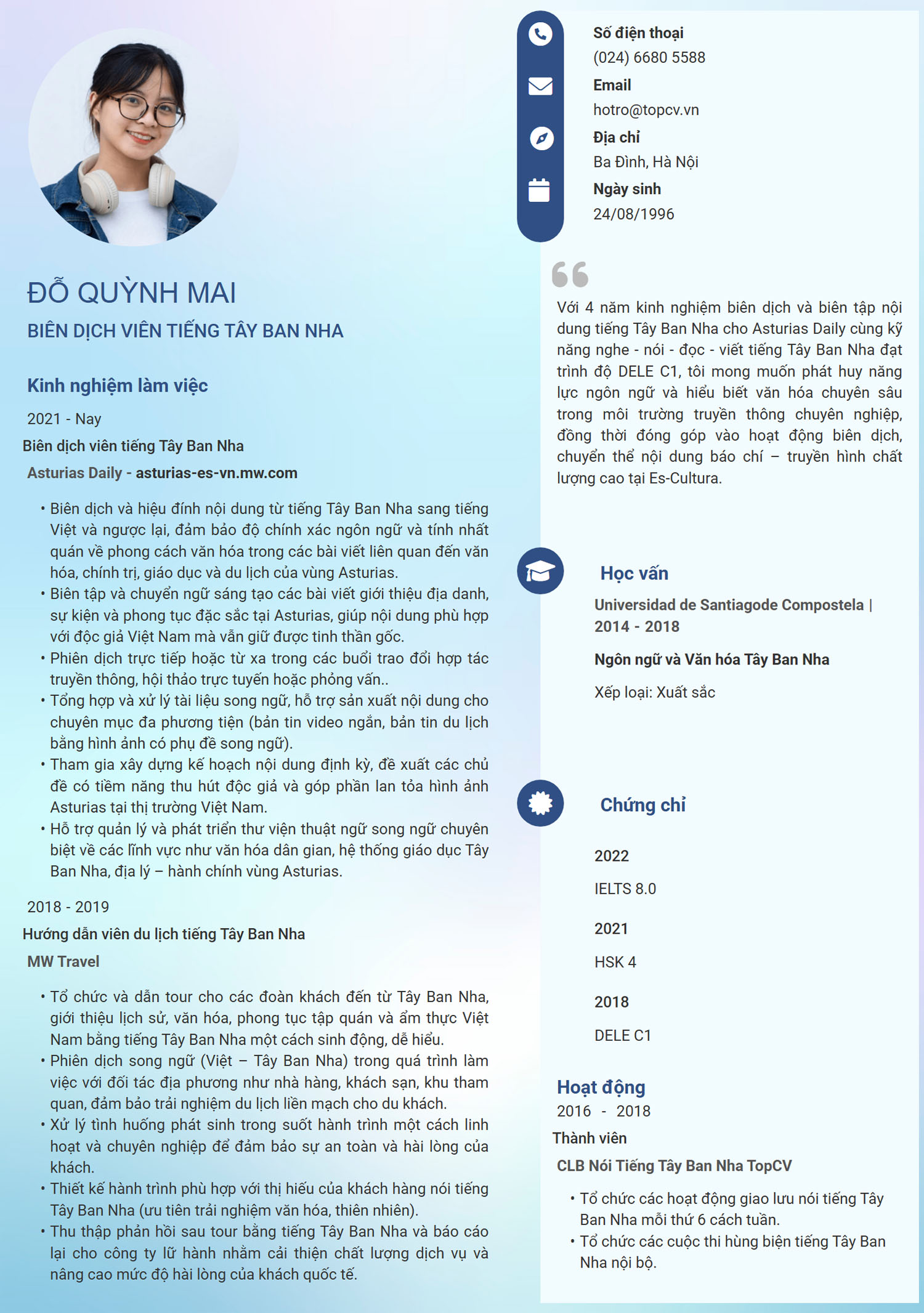 Tham khảo mẫu CV Dịch thuật tại TopCV