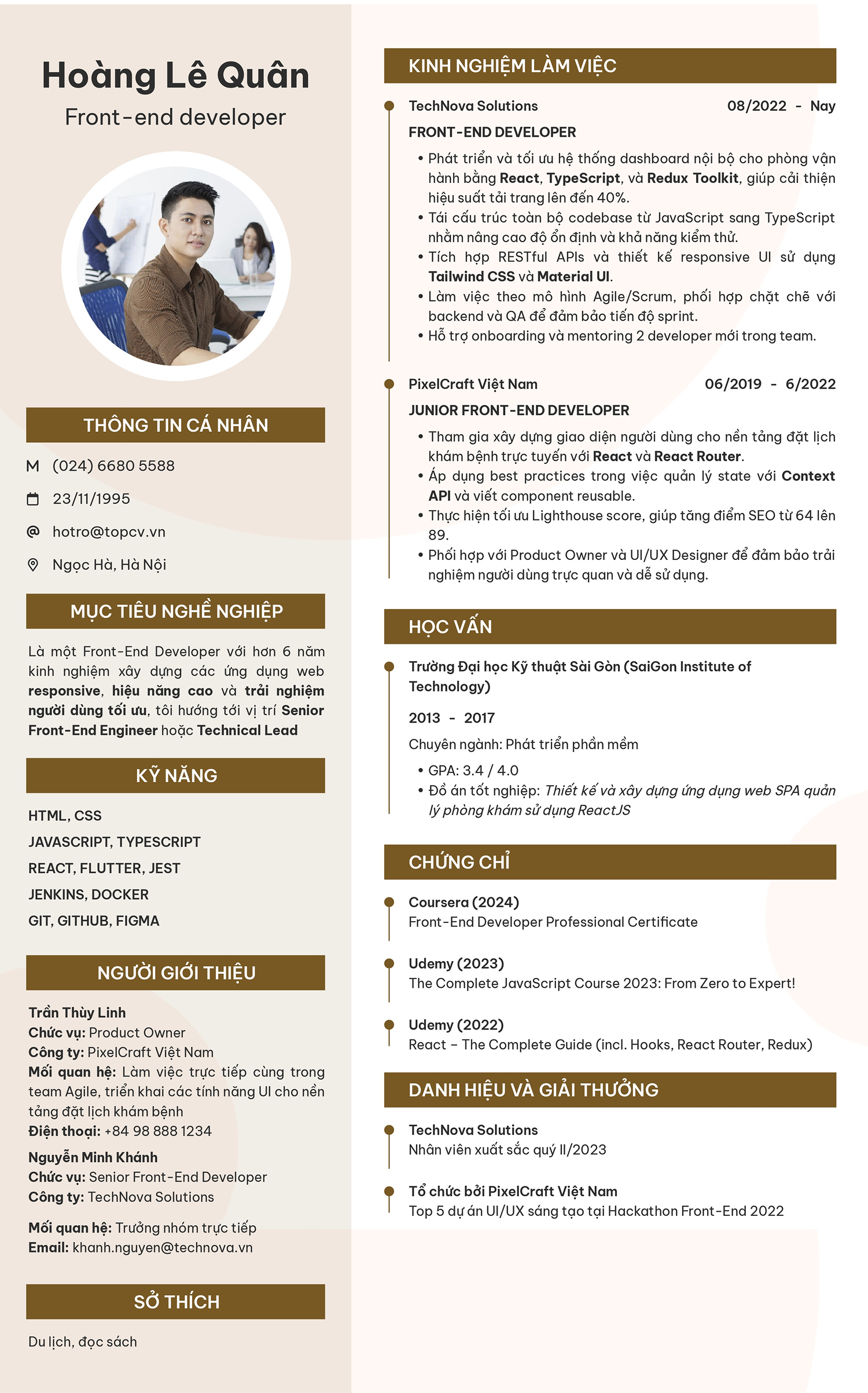Mẫu CV Front-end Developer