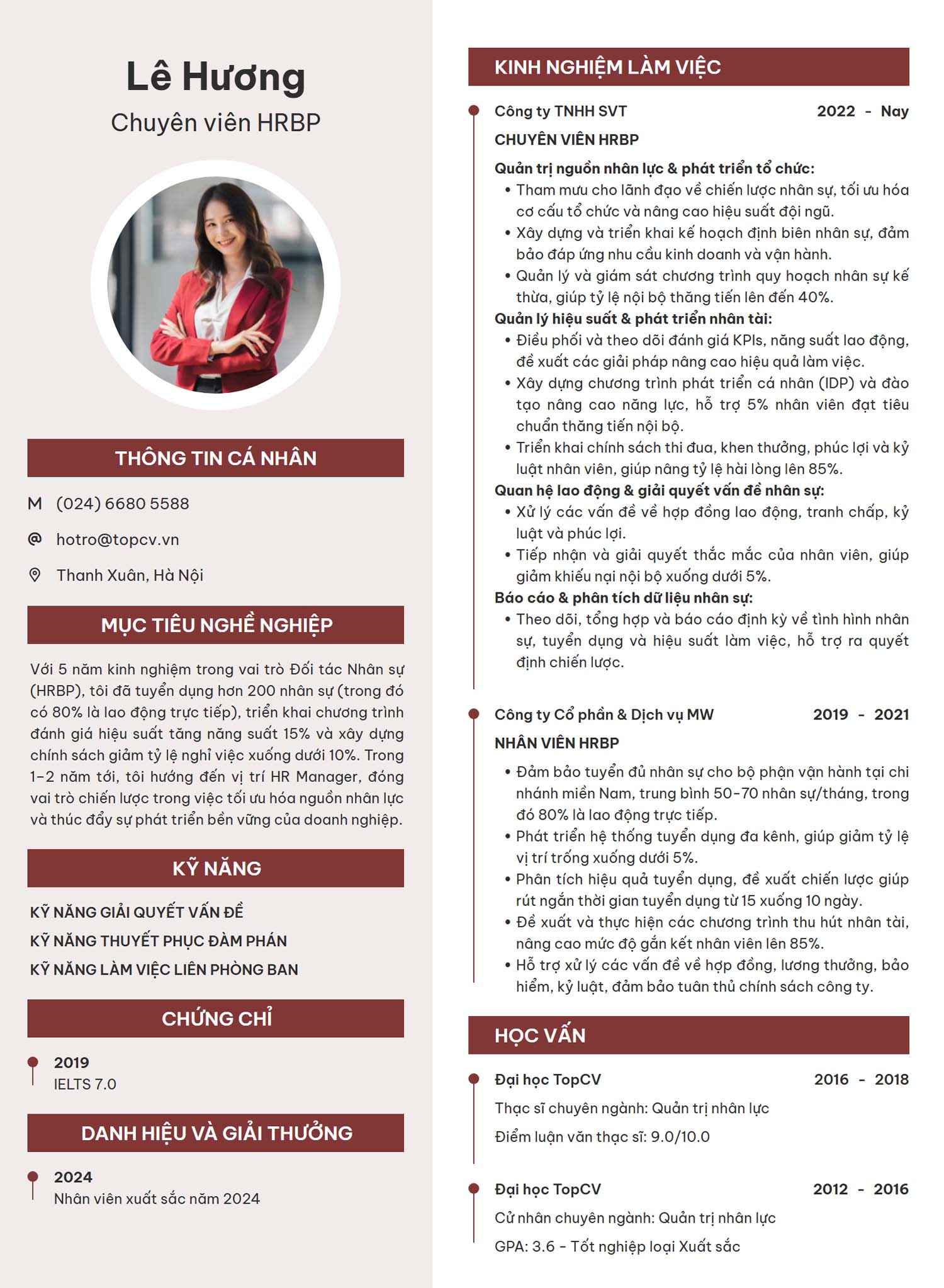 mau cv hrbp
