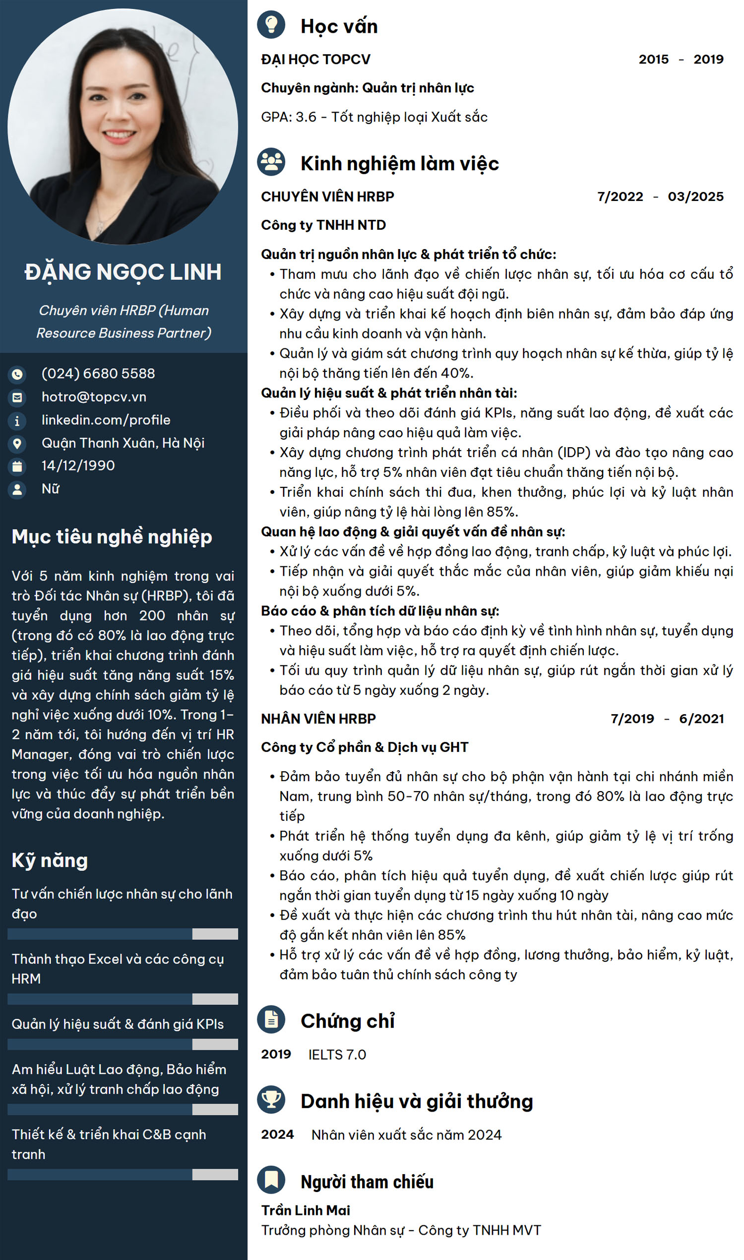 mẫu CV HRBP