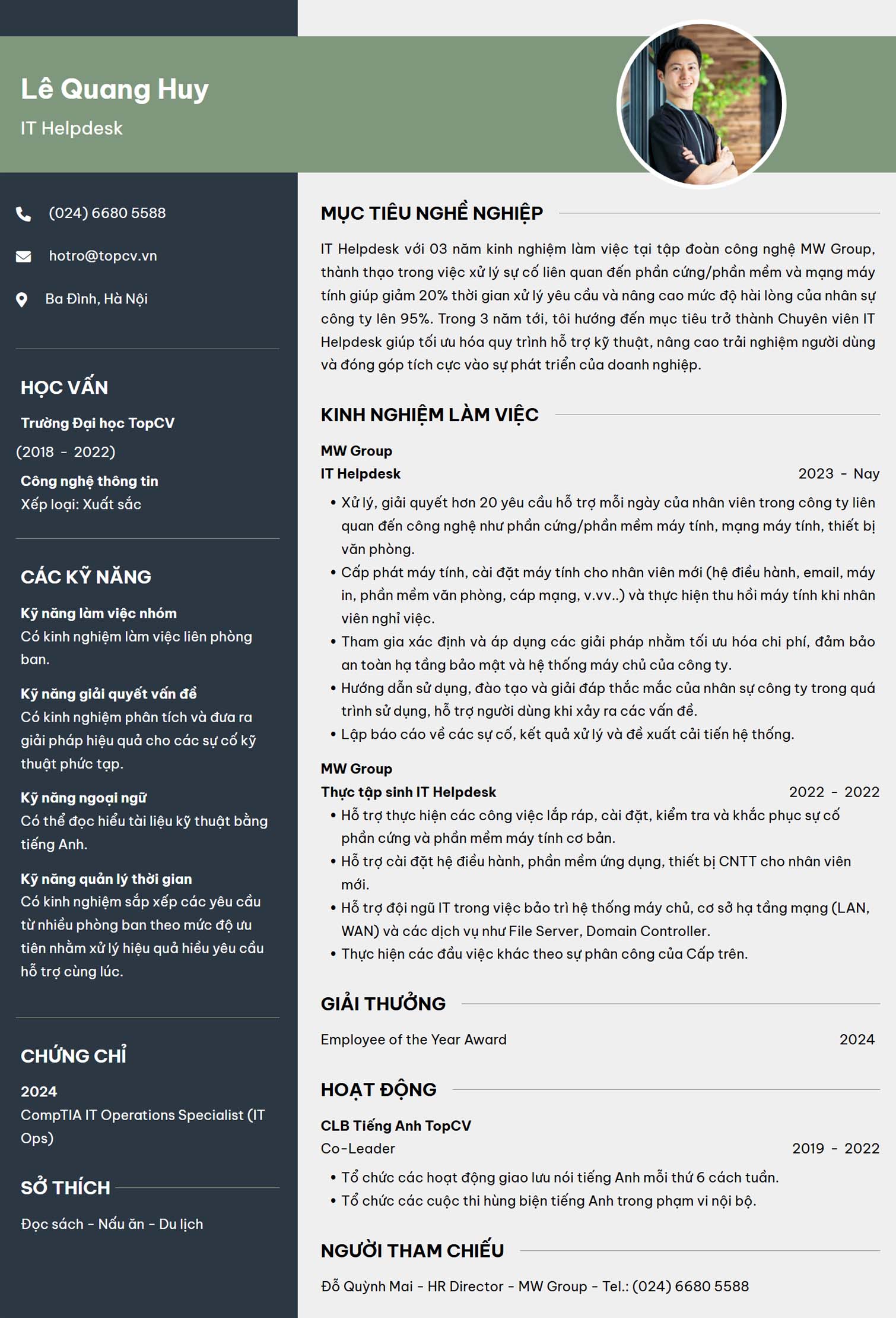 Mãu CV IT Helpdesk chuyên nghiệp