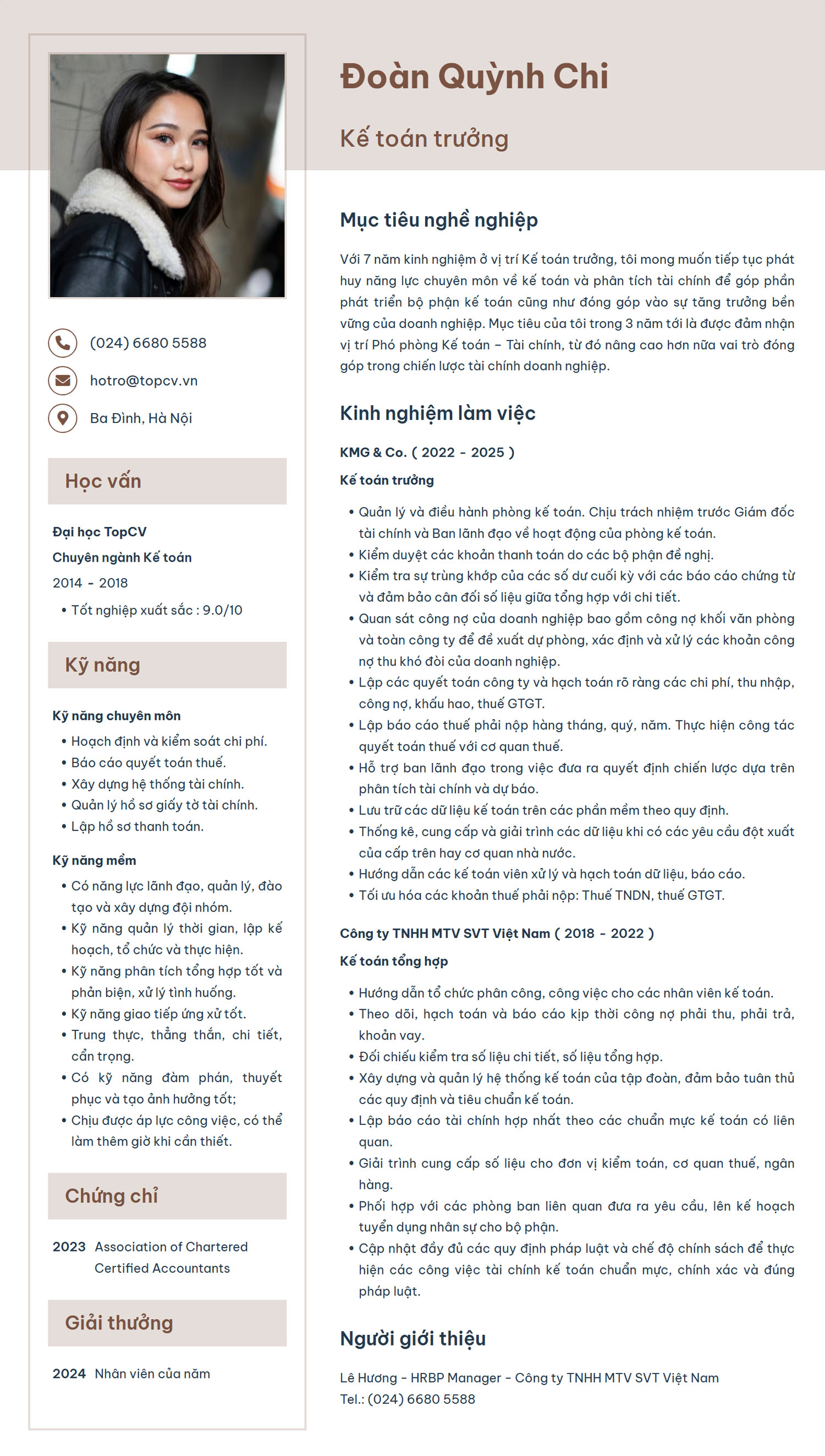 mẫu cv xin việc kế toán trưởng