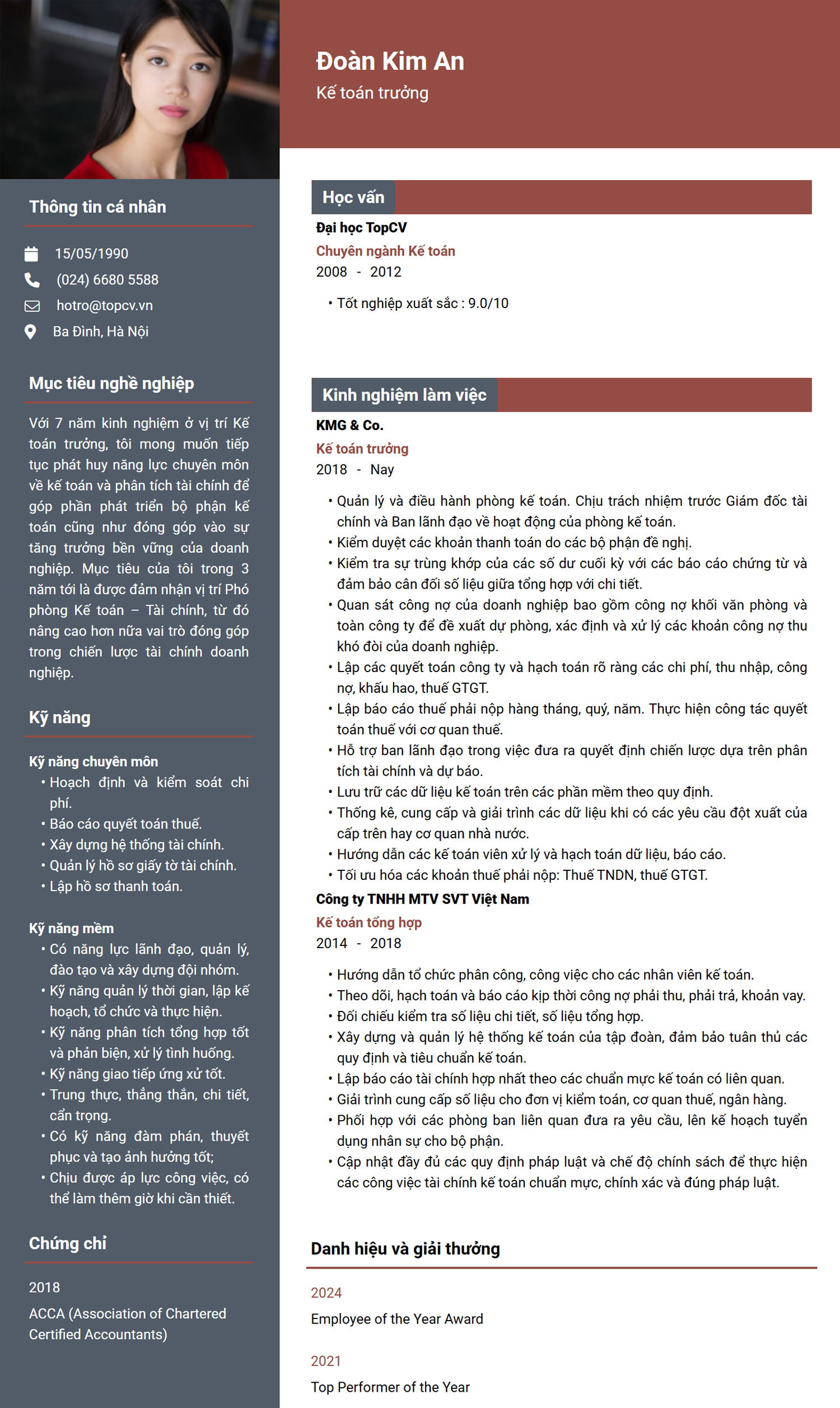 mẫu cv xin việc kế toán trưởng