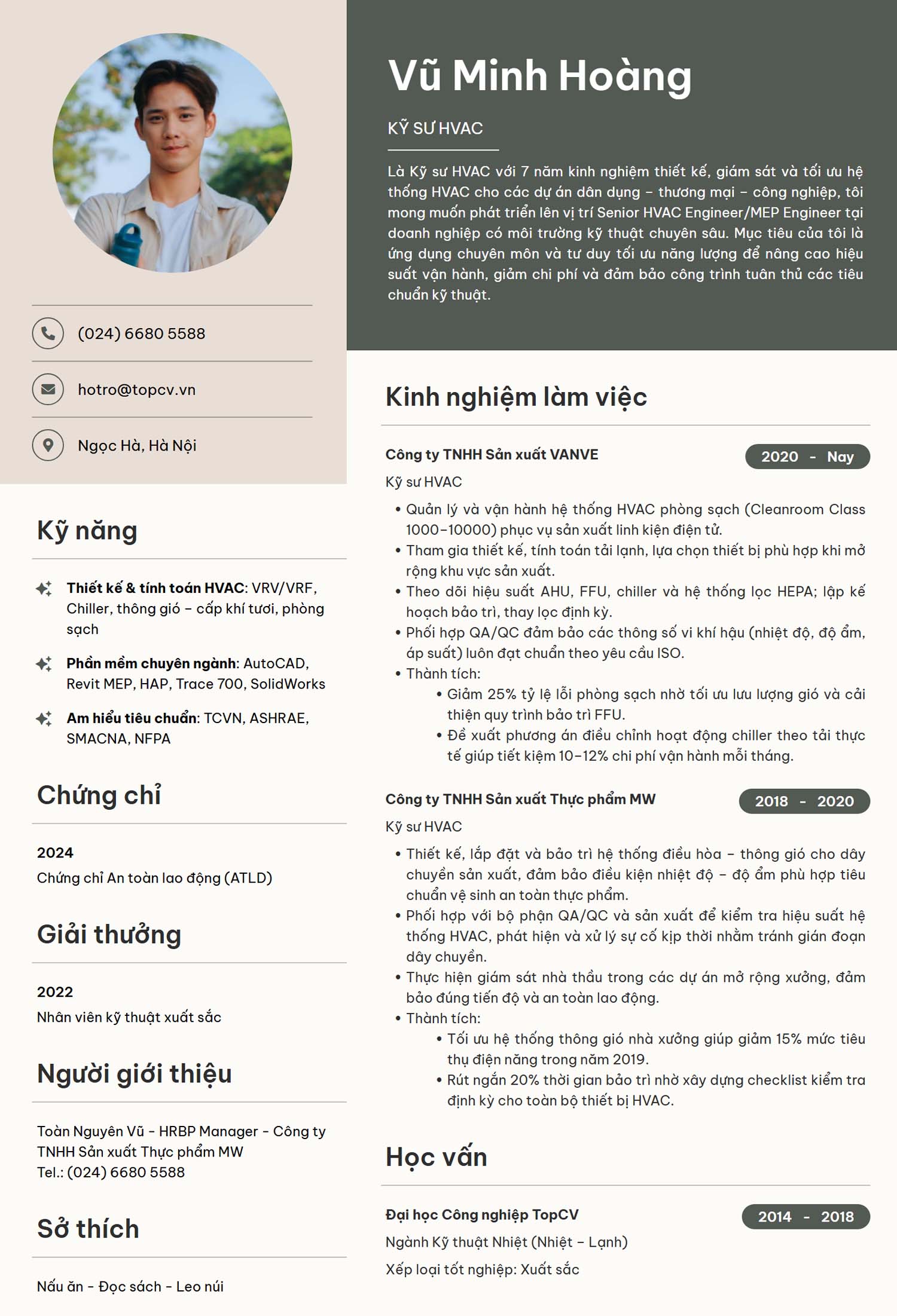mau cv ky su hvac an tuong