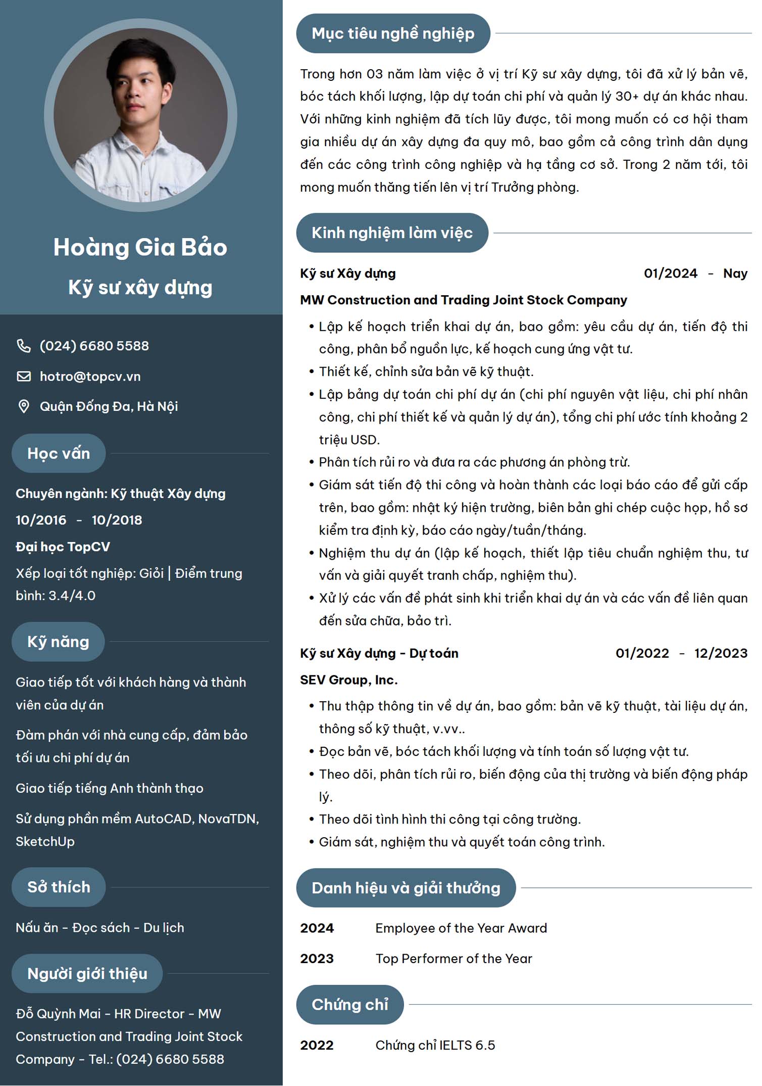 mau cv ky su xay dung
