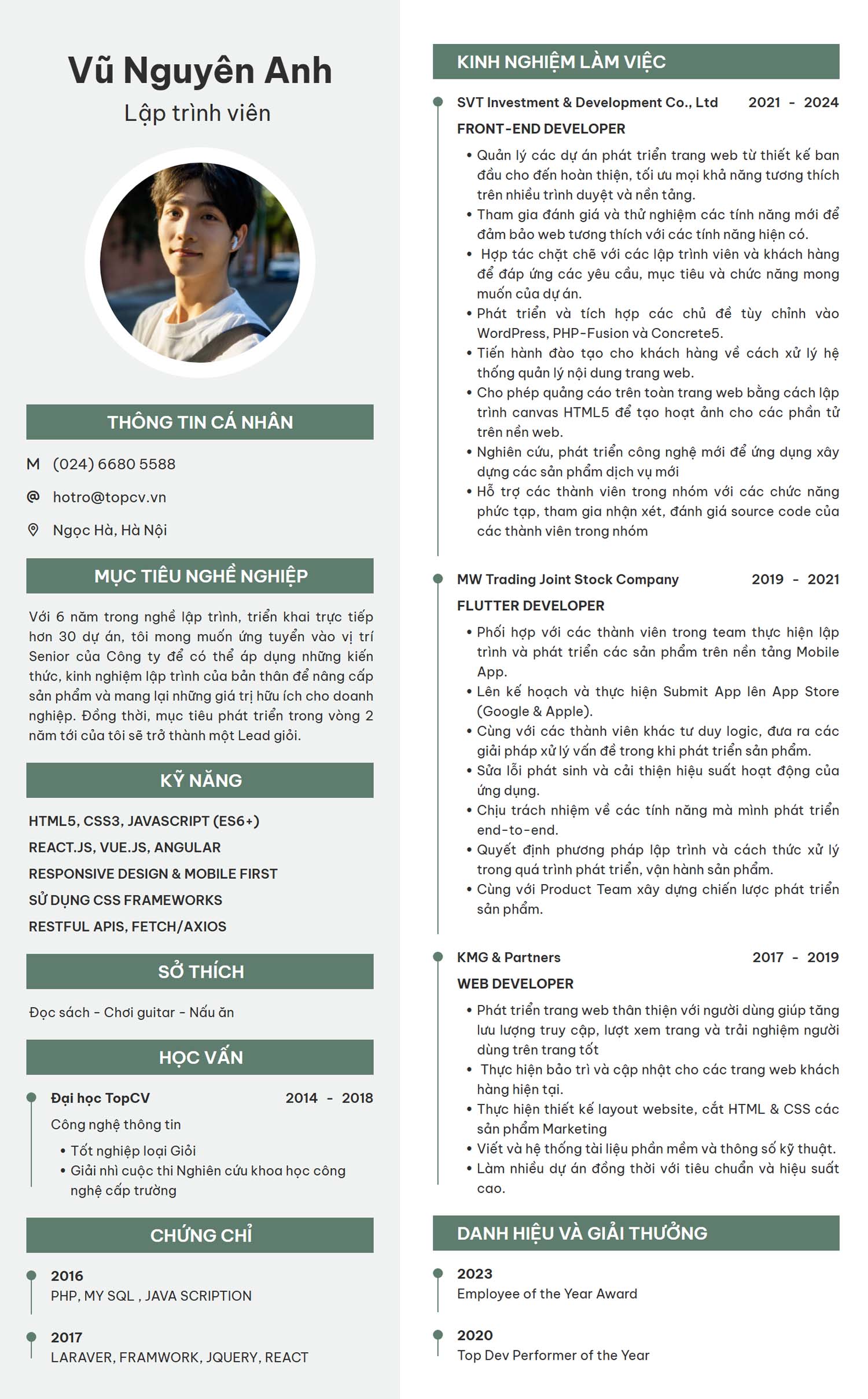 mẫu cv xin việc lập trình viên