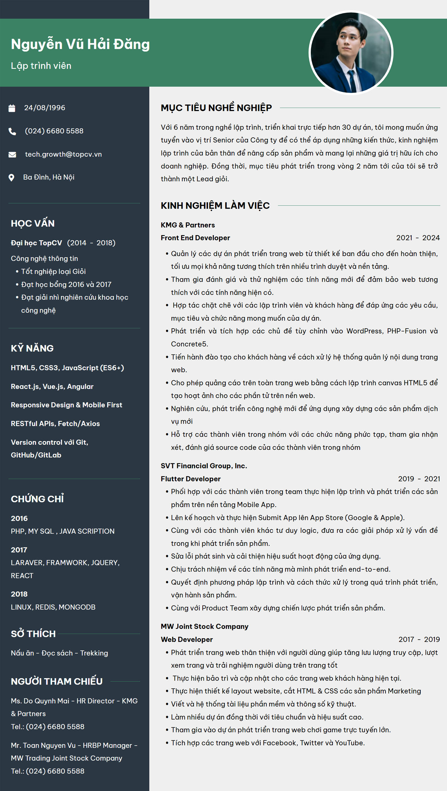 mẫu cv xin việc lập trình viên
