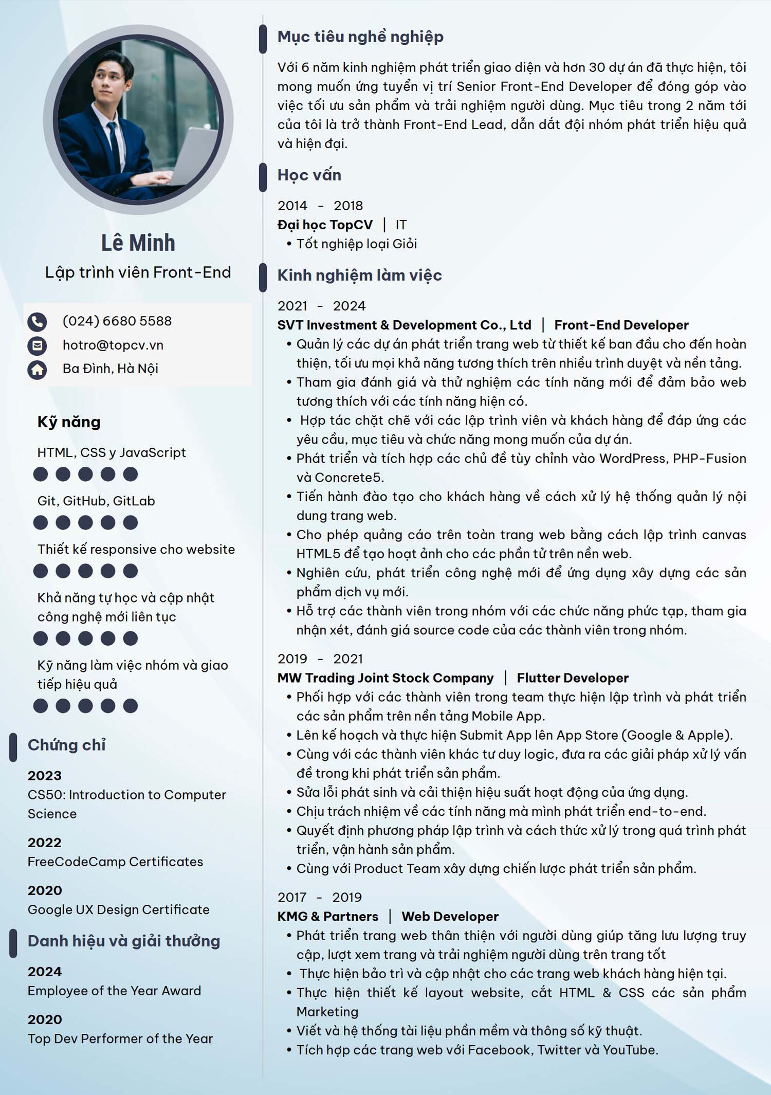 mẫu cv cho lập trình viên