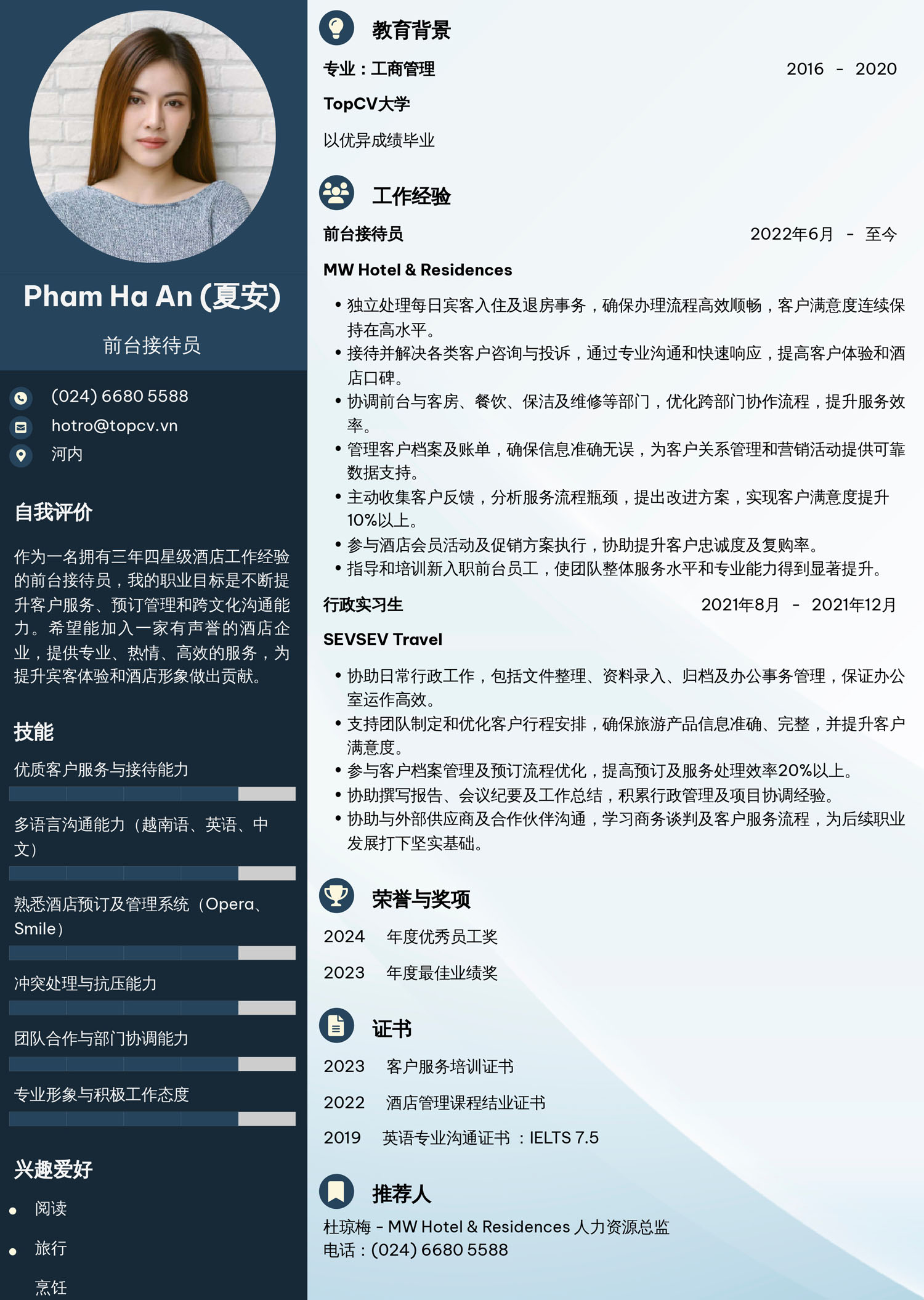 mau cv le tan tieng trung