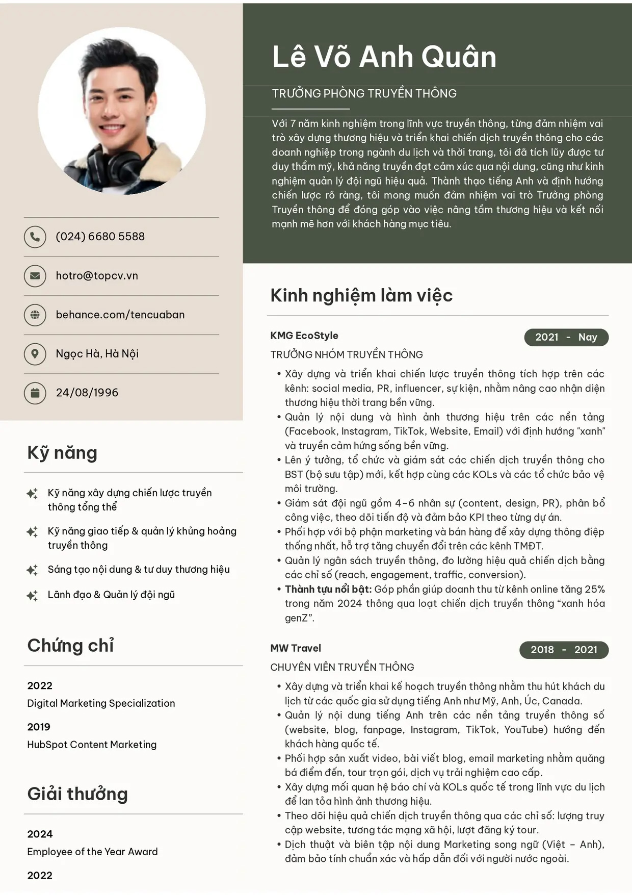 Mẫu CV Hiện đại