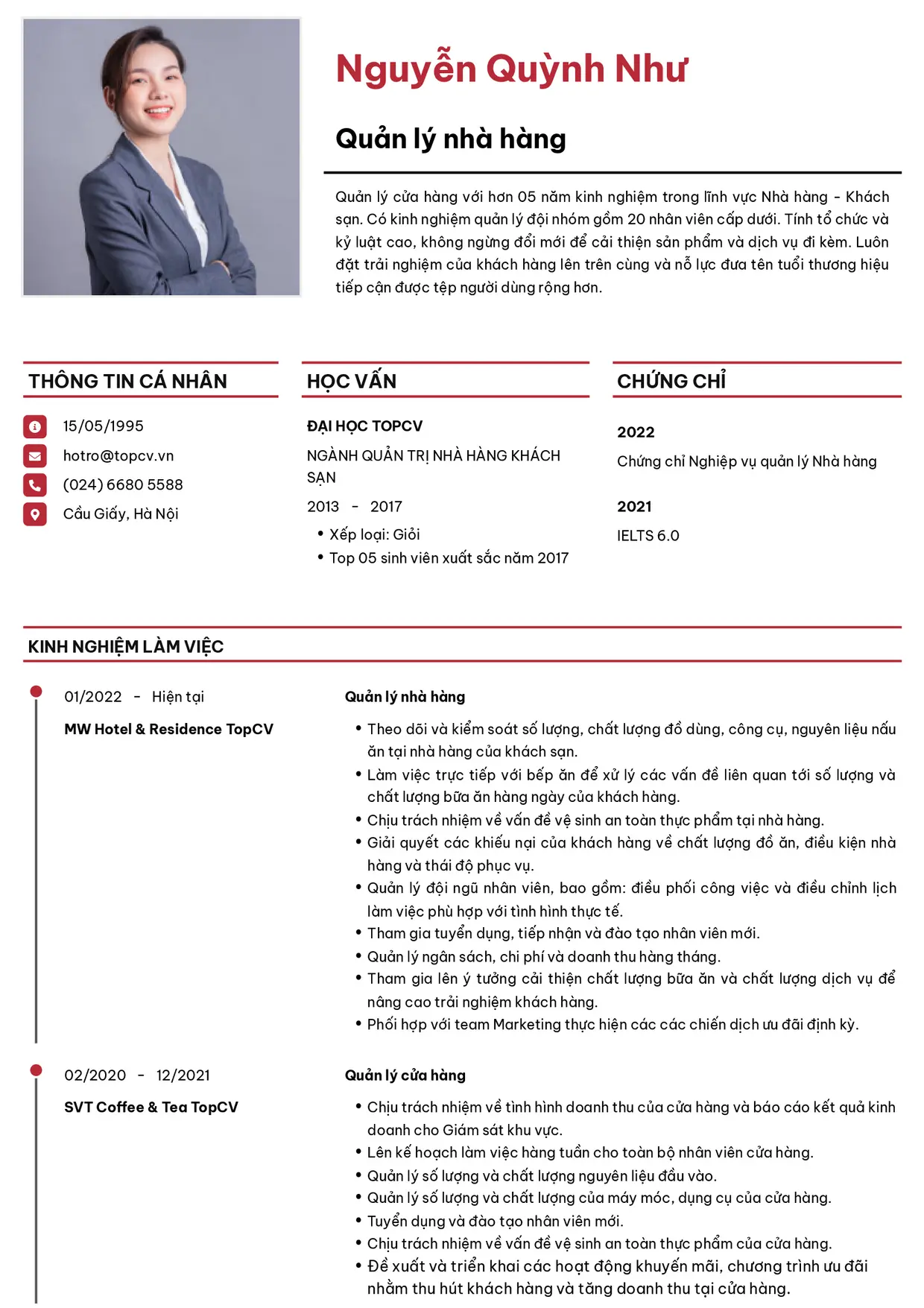Mẫu CV Đơn giản của TopCV