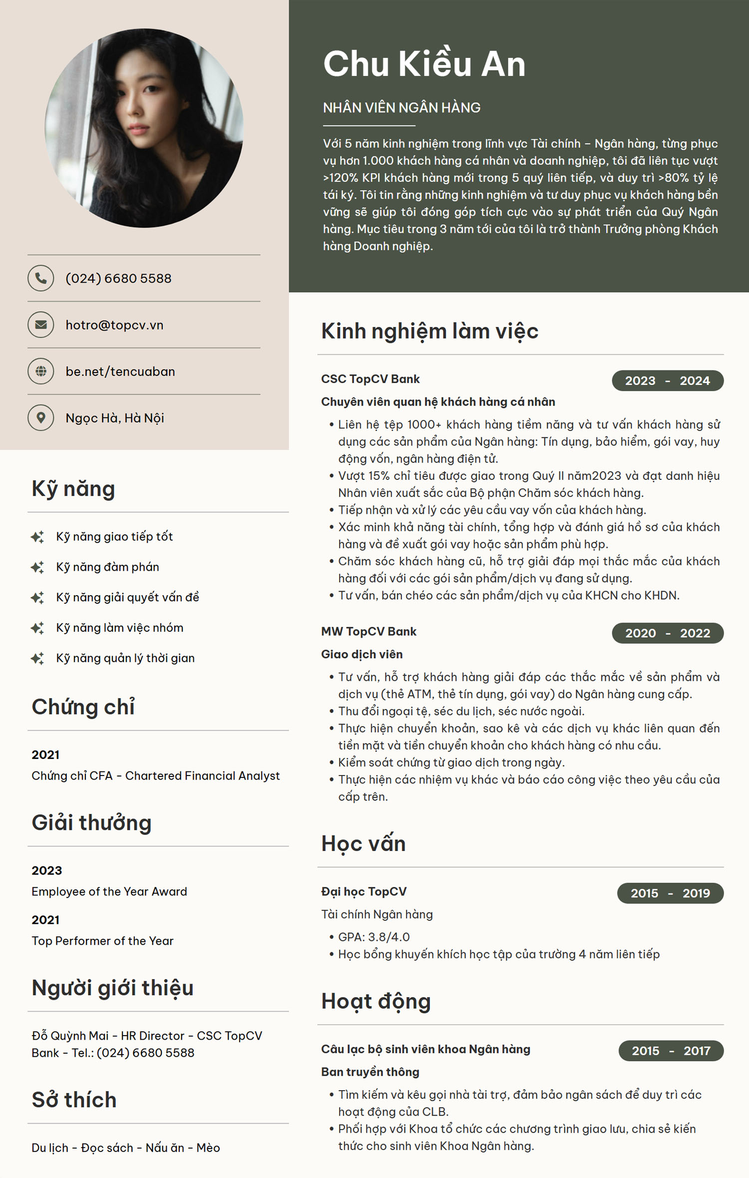 cv xin việc ngân hàng
