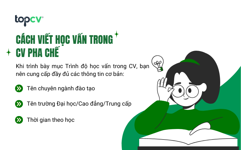 Cách viết Trình độ học vấn trong CV Nhân viên pha chế