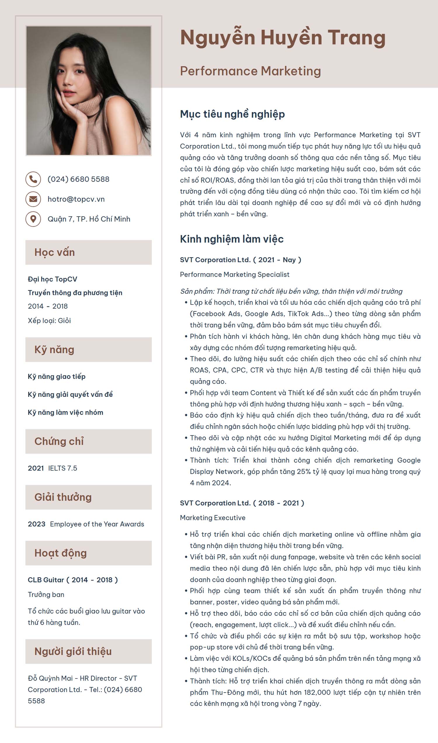 Tham khảo mẫu CV Performance Marketing